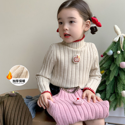 女童毛衣打底衫秋冬款半高领内搭2025新款超洋气女宝宝冬装针织衫