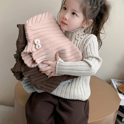 女童毛衣2025新款冬季加厚儿童半高领女宝宝冬款打底衫儿童针织衫