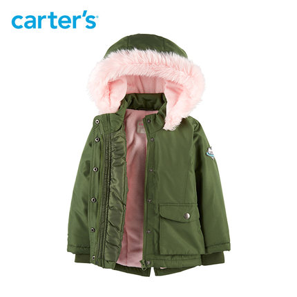 Carters女童 秋装新款加厚棉袄棉服外套女宝宝棉衣CL218733