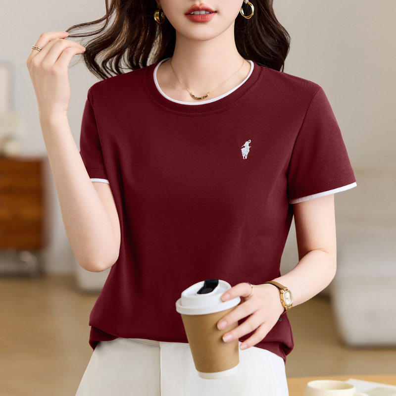 正肩短袖t恤女2026新款夏季爆款高端女装修身上衣洋气半袖内搭