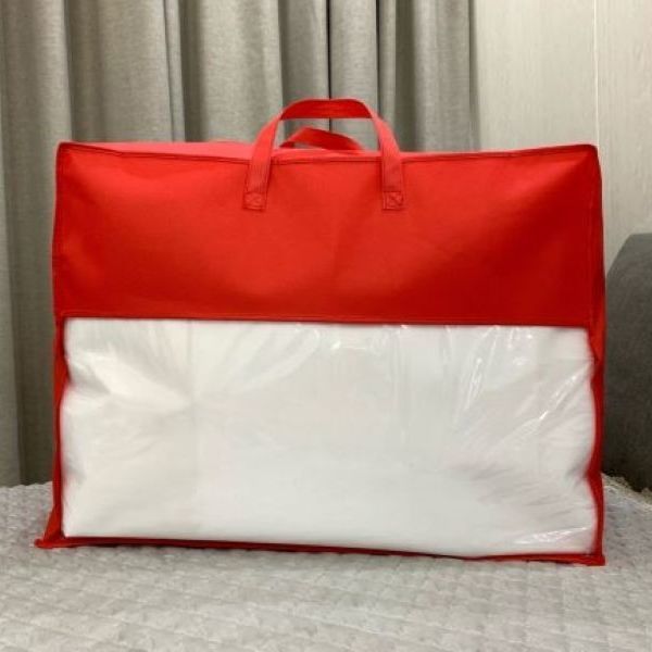 手提无纺布家纺袋婚庆通用棉被被芯整理羽绒服透明PVC拉链袋定制