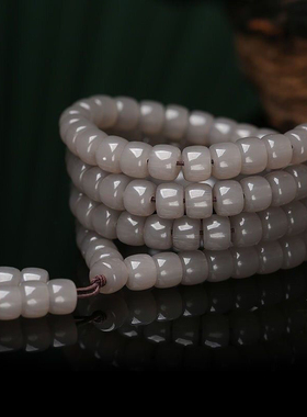 青海料和田胭紫玉老型珠禾田手链桶珠款圆珠款多圈手饰品礼物