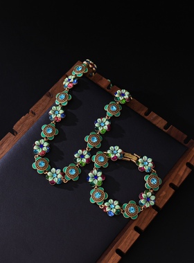 中古风复古宫廷风高级感项链彩色项链手链