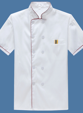 厨师服夏季长短袖工作服酒店食堂食品厂透气白色工作服装
