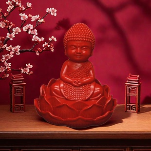 原矿朱砂释迦牟尼莲花底座佛像汽车摆件车载车用饰品宝宝佛陀