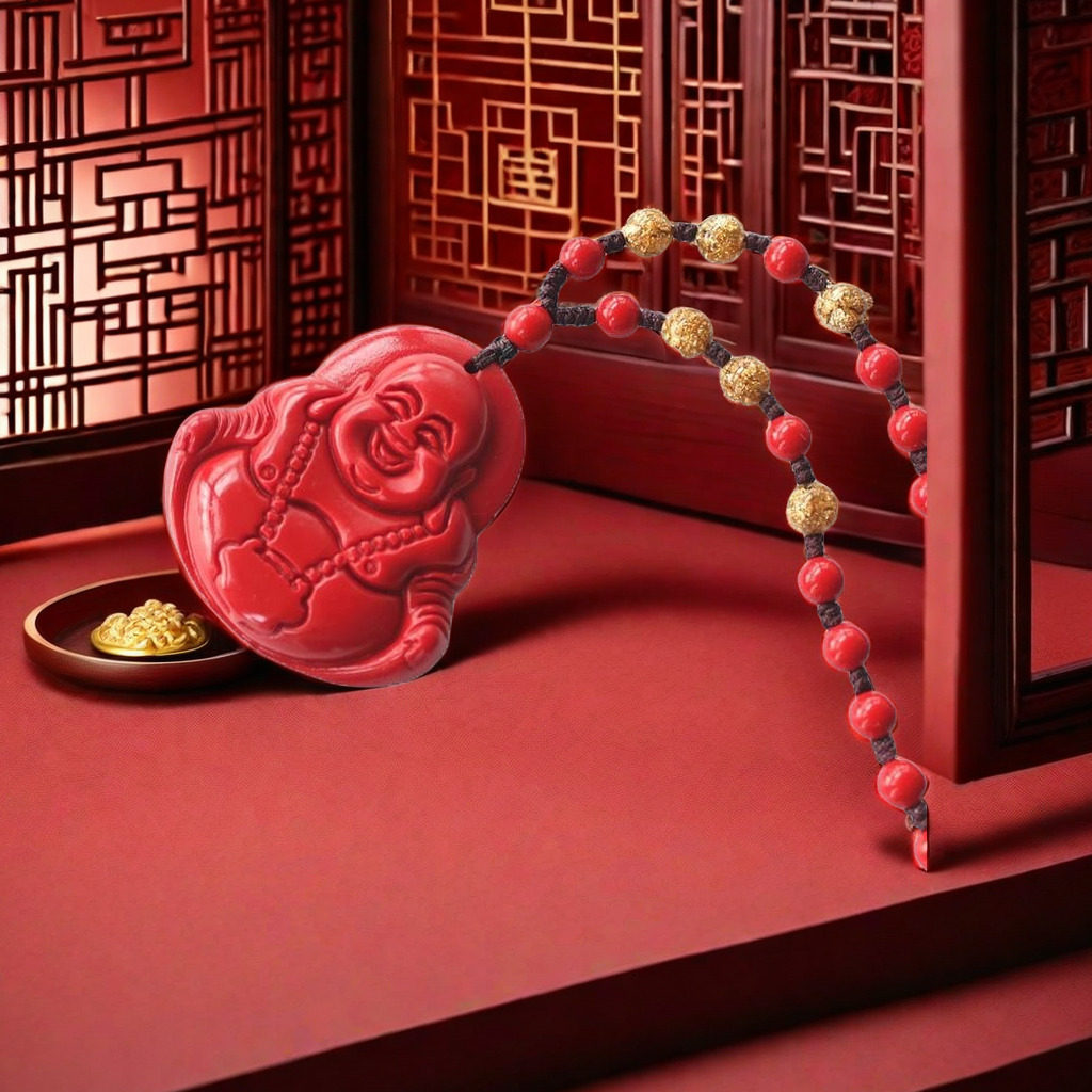 朱砂弥勒佛吊坠女士项链吊坠辰砂佛公大肚佛像吉祥物项坠挂件