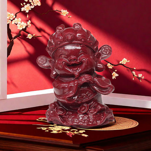 朱砂紫砂招财进宝财神摆件生意兴隆卡通财神爷神像门店装饰品