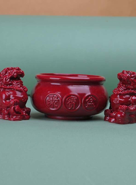 朱砂聚宝盆天然紫金砂车招财家用工艺品百财客厅桌面摆件