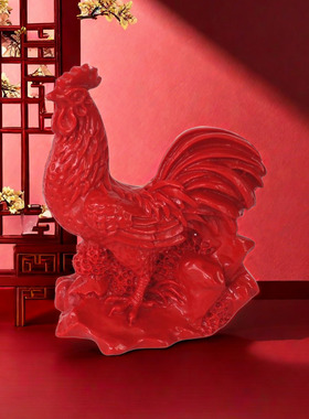 朱砂12生肖鸡大公鸡风水用品化房子东南方缺角家用工艺品摆件