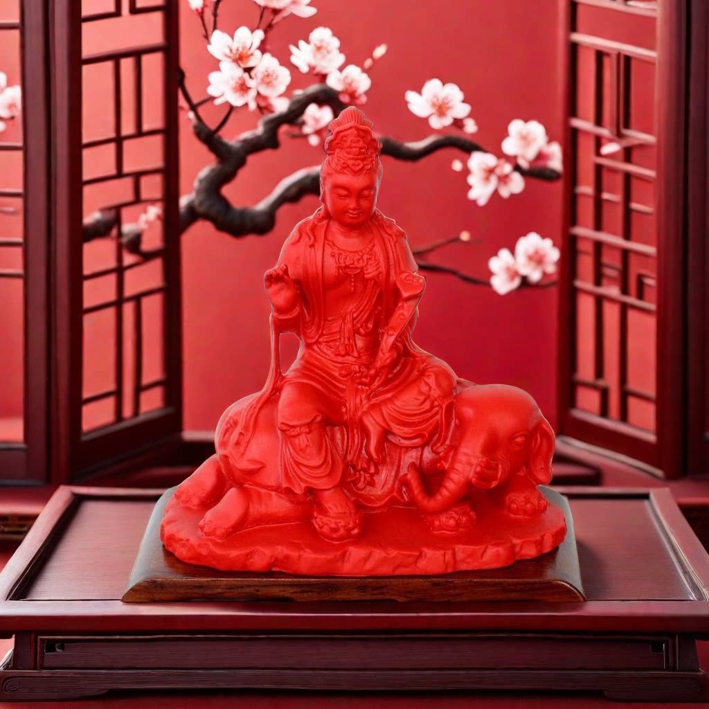 朱砂家居玄关佛堂桌面摆件生肖蛇龙本命佛四大菩萨之大行普贤佛像图片