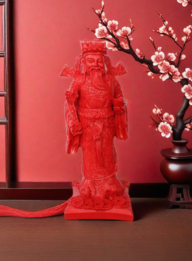 开运朱砂客厅玄关装饰供奉财神赵公明神像办公室转运桌面招财摆件