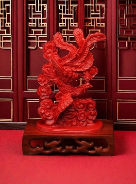 红色朱砂火凤凰摆件房屋补缺南方补火家用客厅工艺品风水摆件