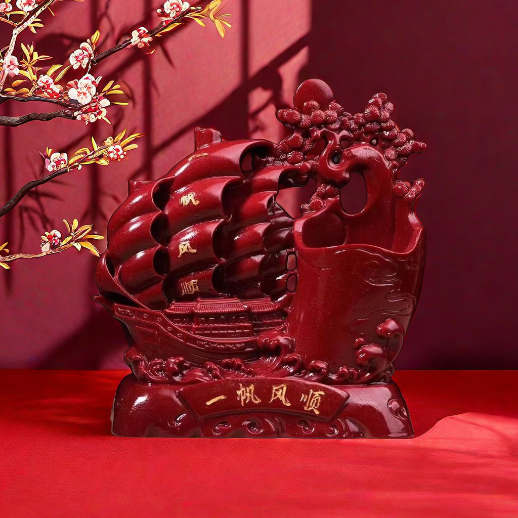 朱砂一帆风顺笔筒大摆件,家居饰品,装饰摆件,淘宝优惠券,粉丝福利购,淘宝优惠卷