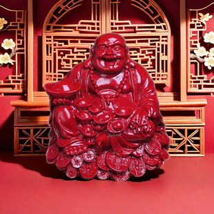 朱砂紫金砂笑佛大佛摆件摆设家居办公桌面装饰品工艺品摆台摆饰