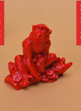 朱砂生肖猴摆件猴年吉祥物家居风水摆设十二生肖猴办公室装饰品