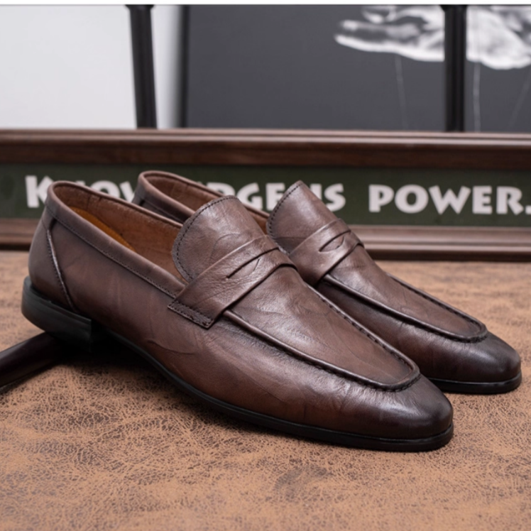 男士真皮一脚蹬乐福鞋商务休闲懒人鞋套脚舒适豆豆鞋复古商务百搭,流行男鞋,乐福鞋（豆豆鞋）,淘宝优惠券,粉丝福利购,淘宝优惠卷