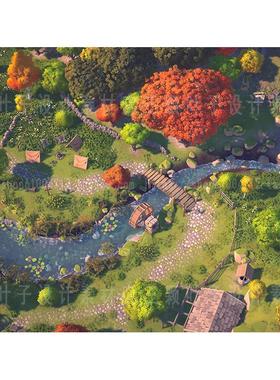 Unity3d多边形草甸森林自然生物群落Lowpoly森系卡通场景素材2662