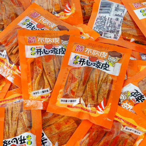 开心凉皮双仔辣条吹牛500g独立