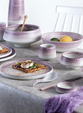 简约西式陶瓷餐具 陶瓷碗米饭碗盘子菜盘小碟子杯子家用餐具套装