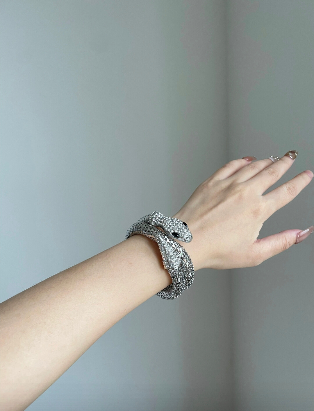 HPSE蛇E欧美个性银蛇手镯朋克小夸张复古嘻哈缠绕配饰手微瑕甩卖