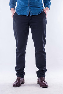 人字纹修身直筒休闲裤 黑色工装军官裤 日系复古纯棉