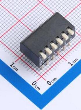 DE-06PD 2.54mm间距 6位 琴键侧拨型窄体凸柄 插件 拨码开关 插件
