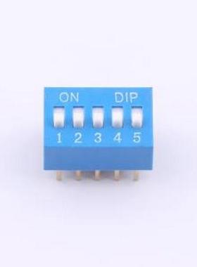 DS-05-B 拨码开关 拨码开关2.54mm间距,蓝色5PIN/位 直插 正拨平