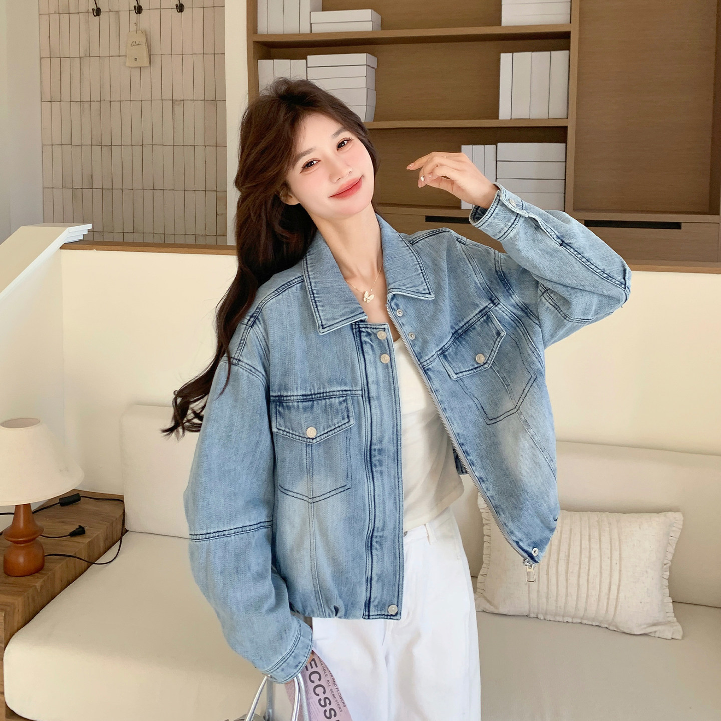 早春港风复古水洗牛仔外套女小个子2026春天新款时尚百搭通勤上衣