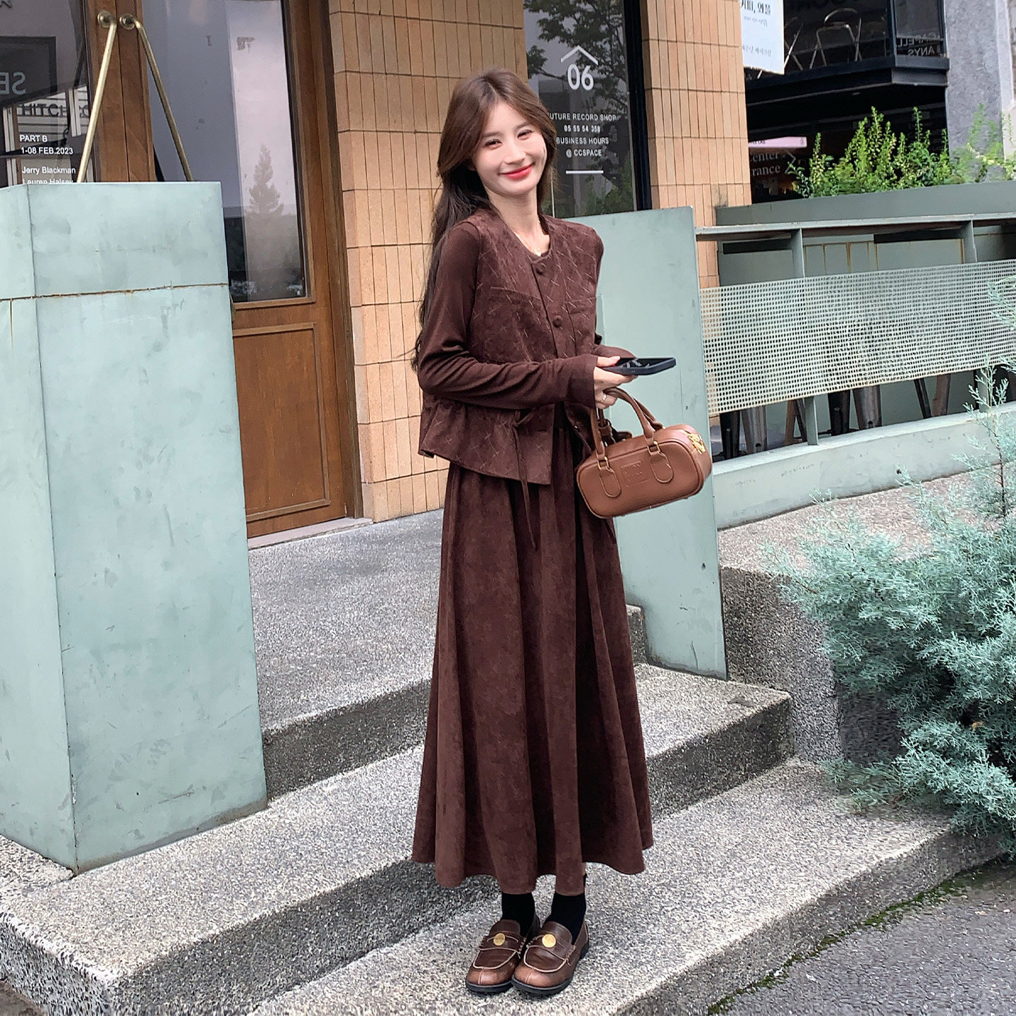 秋季小香风马甲连衣裙两件套女