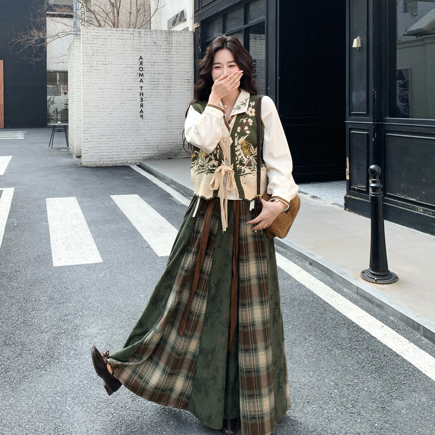 新中式国风复古针织马甲套装女2026春新款设计感内搭半身裙两件套