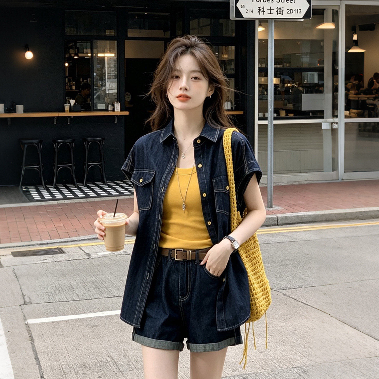 夏季女装牛仔衬衫防晒两件套