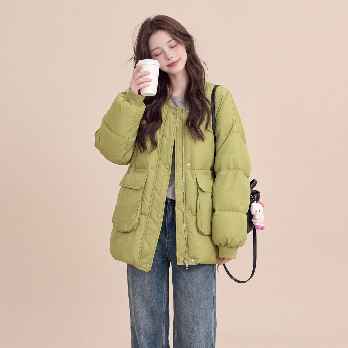 立领白鸭绒90%含绒量女款羽绒服