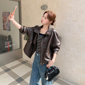 美拉德咖色机车风PU皮衣外套女小个子复古时尚 高级感夹克2026春款