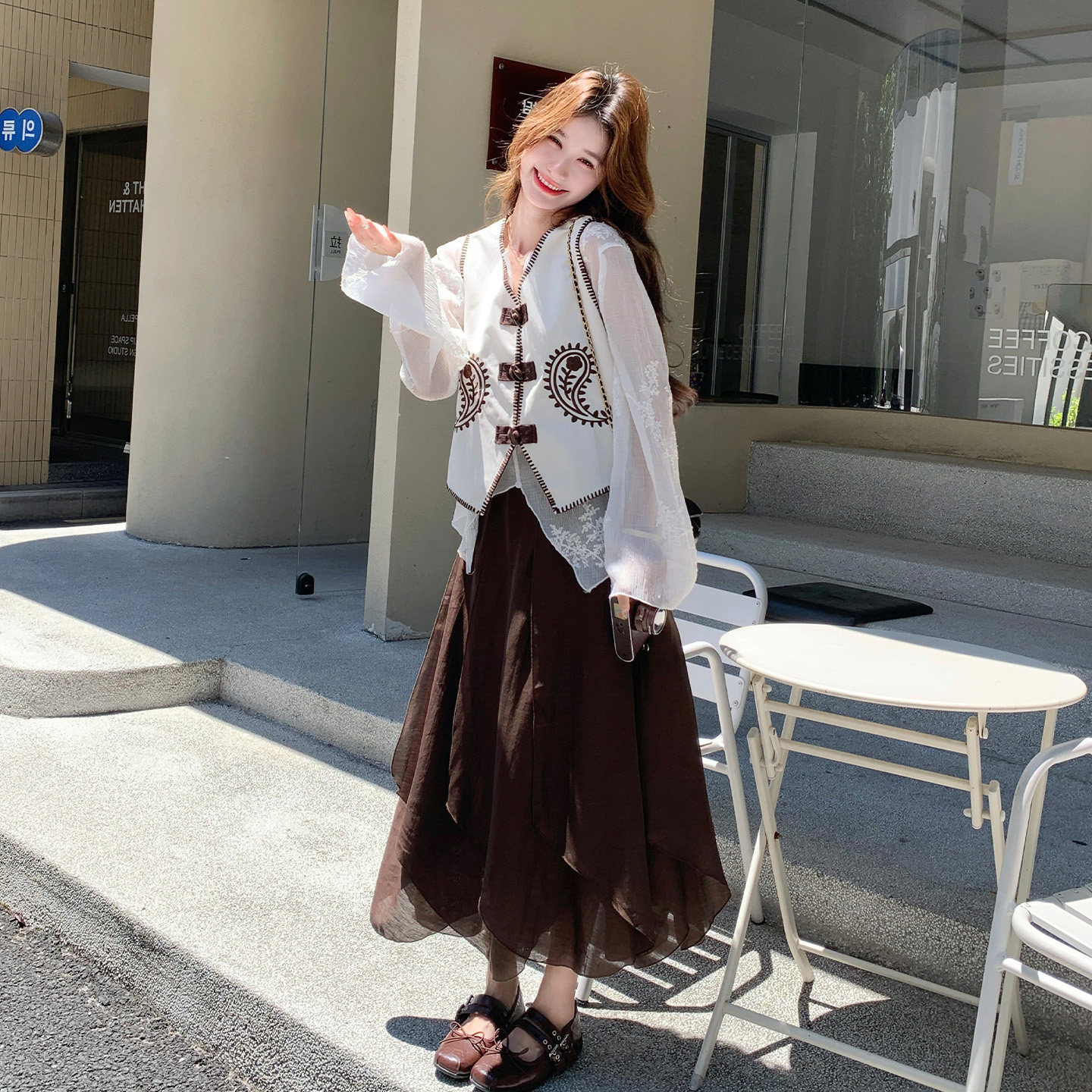 衬衫不规则半身裙女秋季三件套