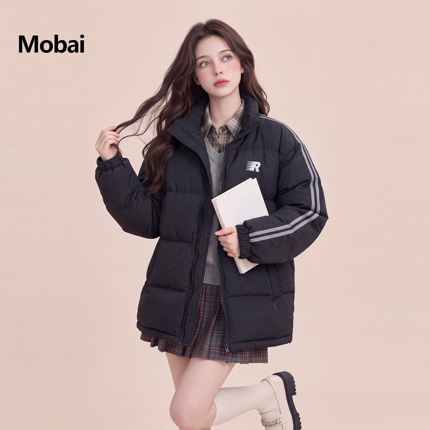 小个子加厚立领白鸭绒羽绒服女