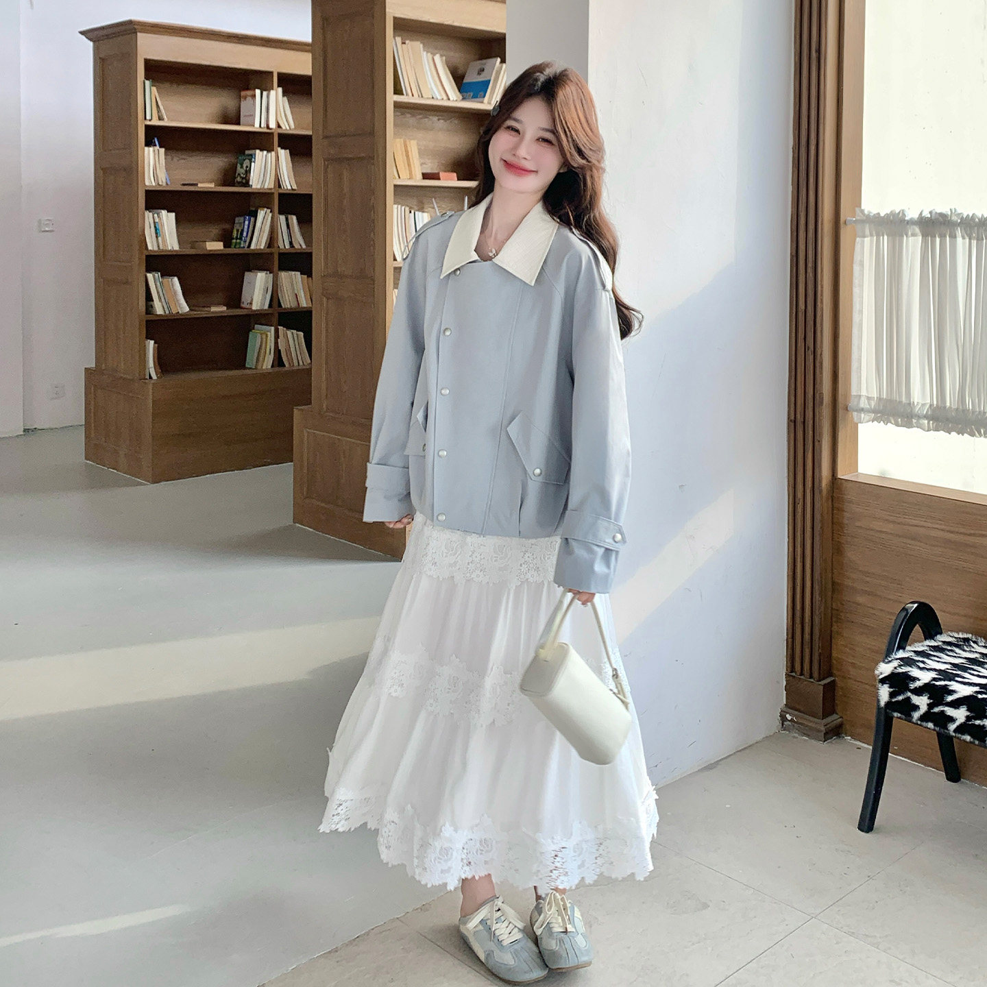 小个子蕾丝拼接套装女装穿搭