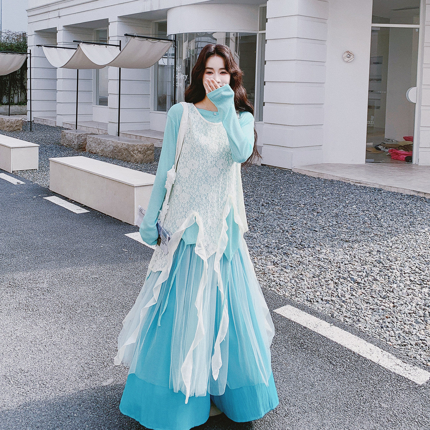 秋季清新蕾丝网纱四件套女