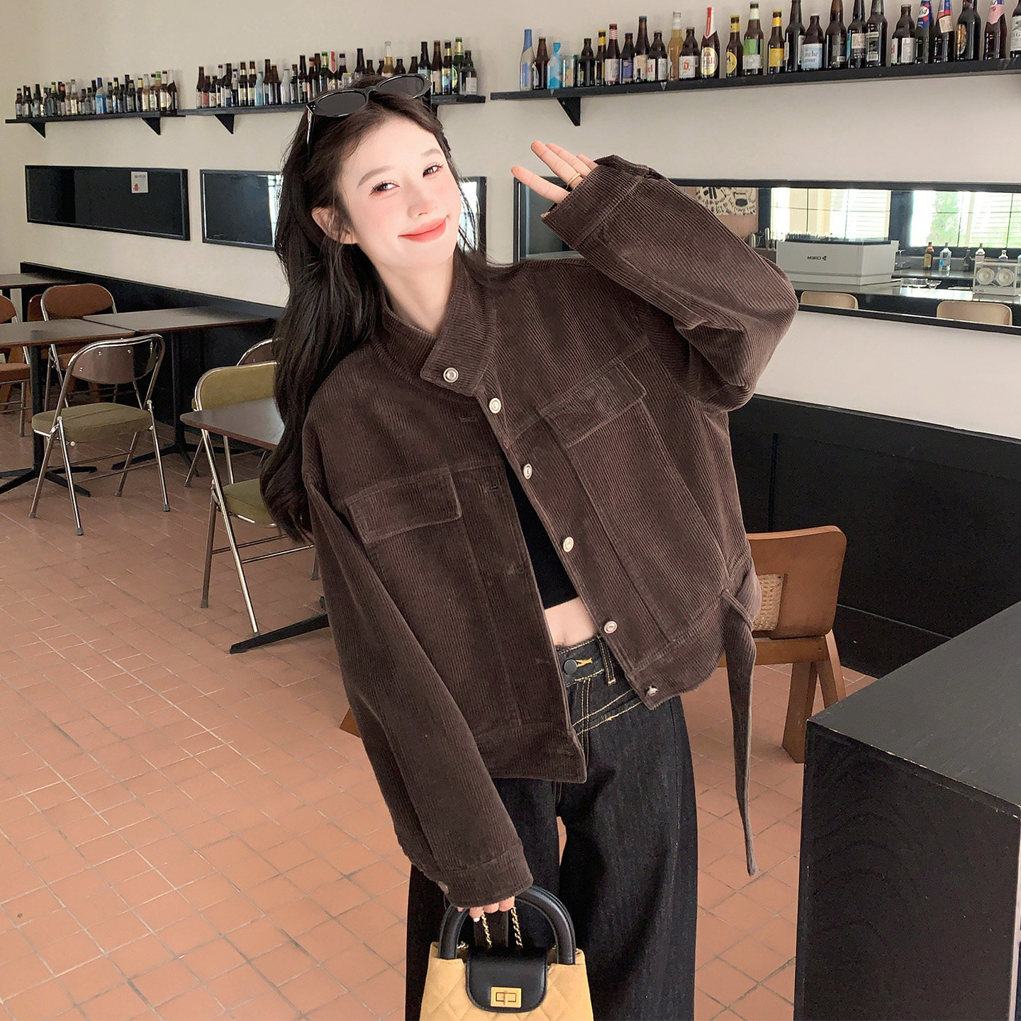 美式复古工装短款外套女春秋