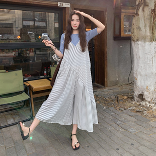 巨好看休闲宽松连身裤 法式 新款 女2026春季 慵懒风设计感条纹背带裤