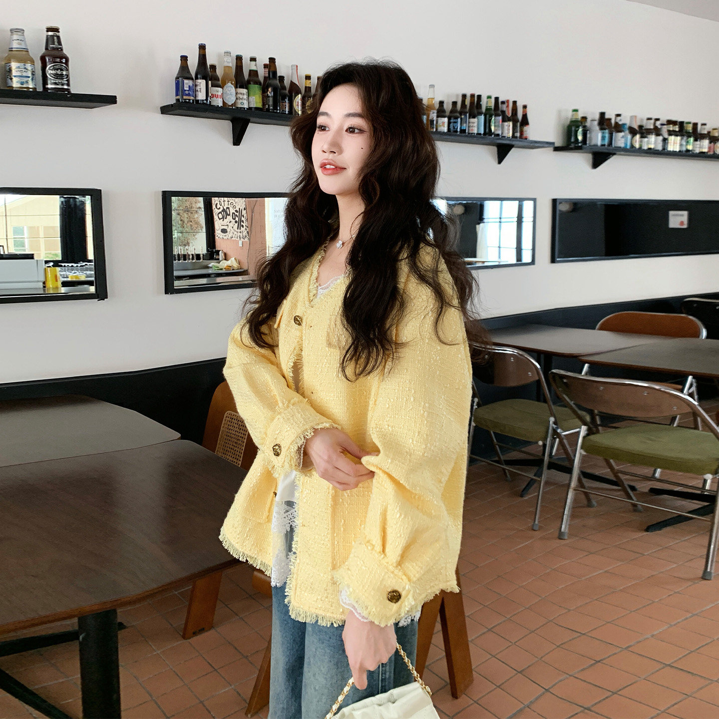 明黄色时尚减龄小香风外套女2026春新款设计感毛边流苏小个子上衣