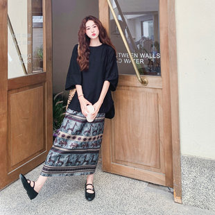 C325短袖 278 上衣印花半身裙两件套258