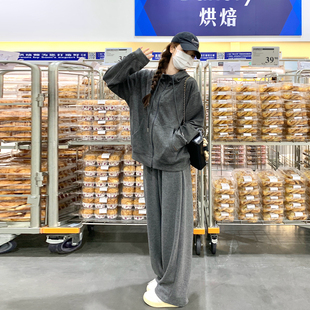 2.7慵懒风连帽卫衣套装女春季宽松两件套阔腿裤268/288