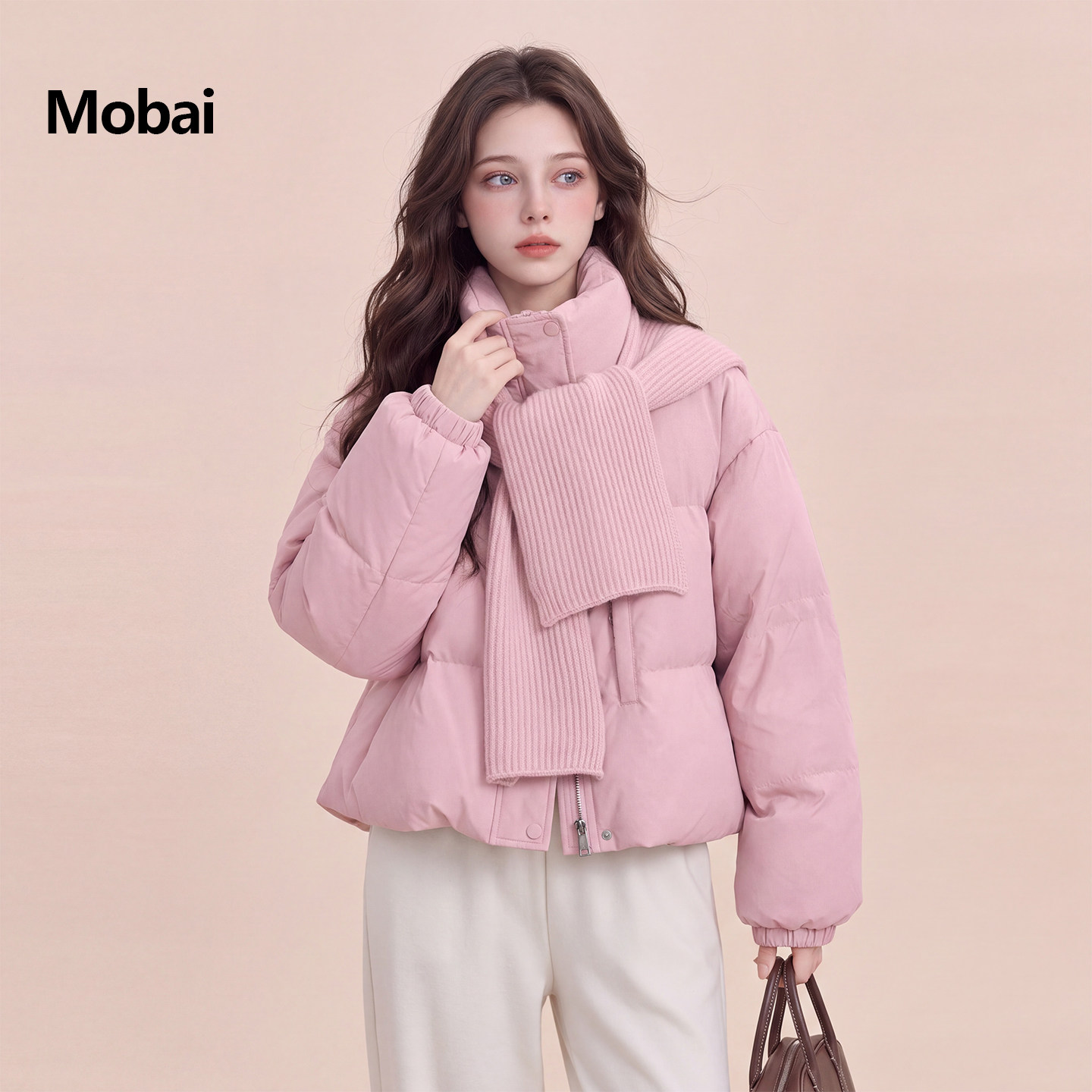 韩系立领针织披肩面包服女冬季