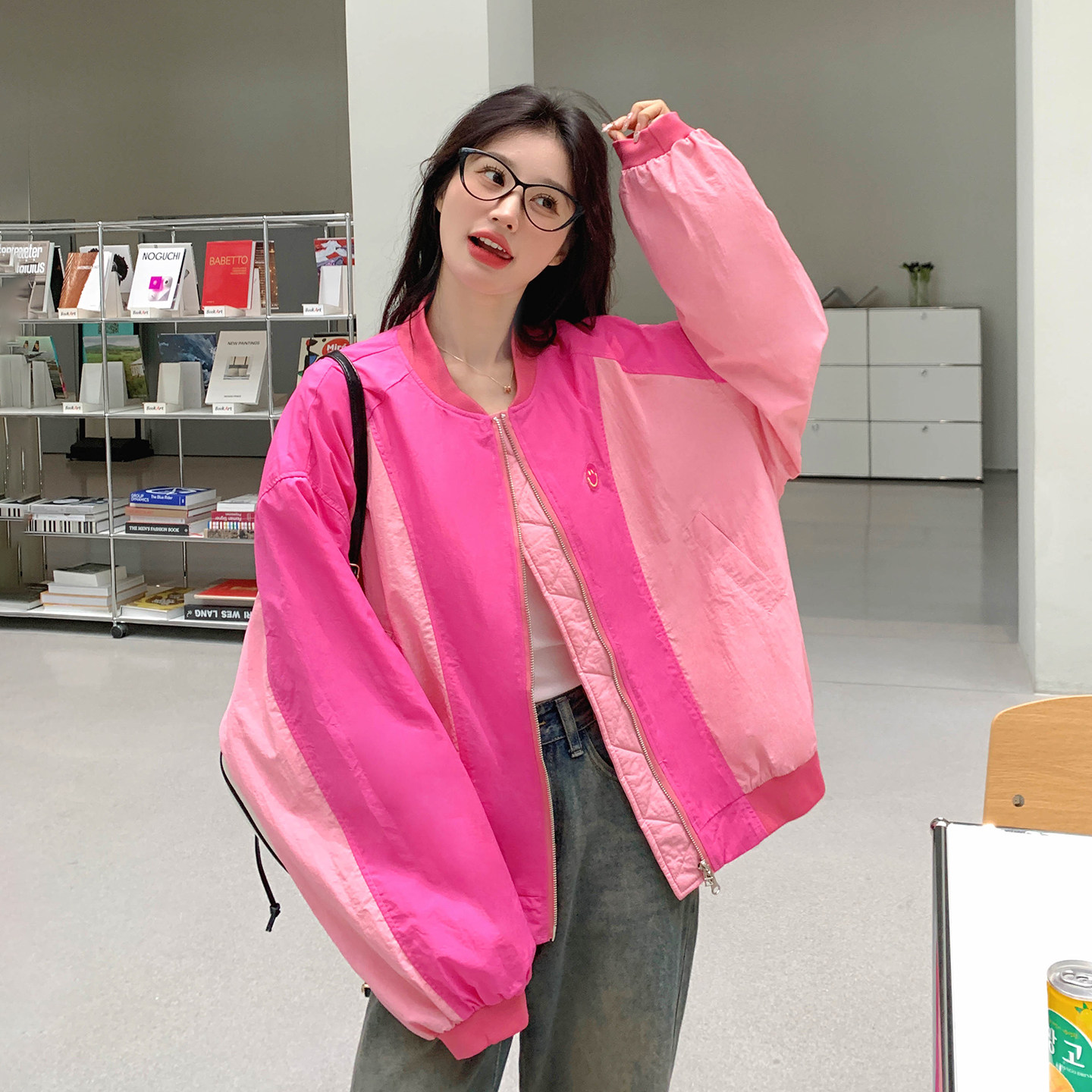 玫粉色超好看撞色棒球服外套女2026春韩系小个子减龄休闲夹克上衣