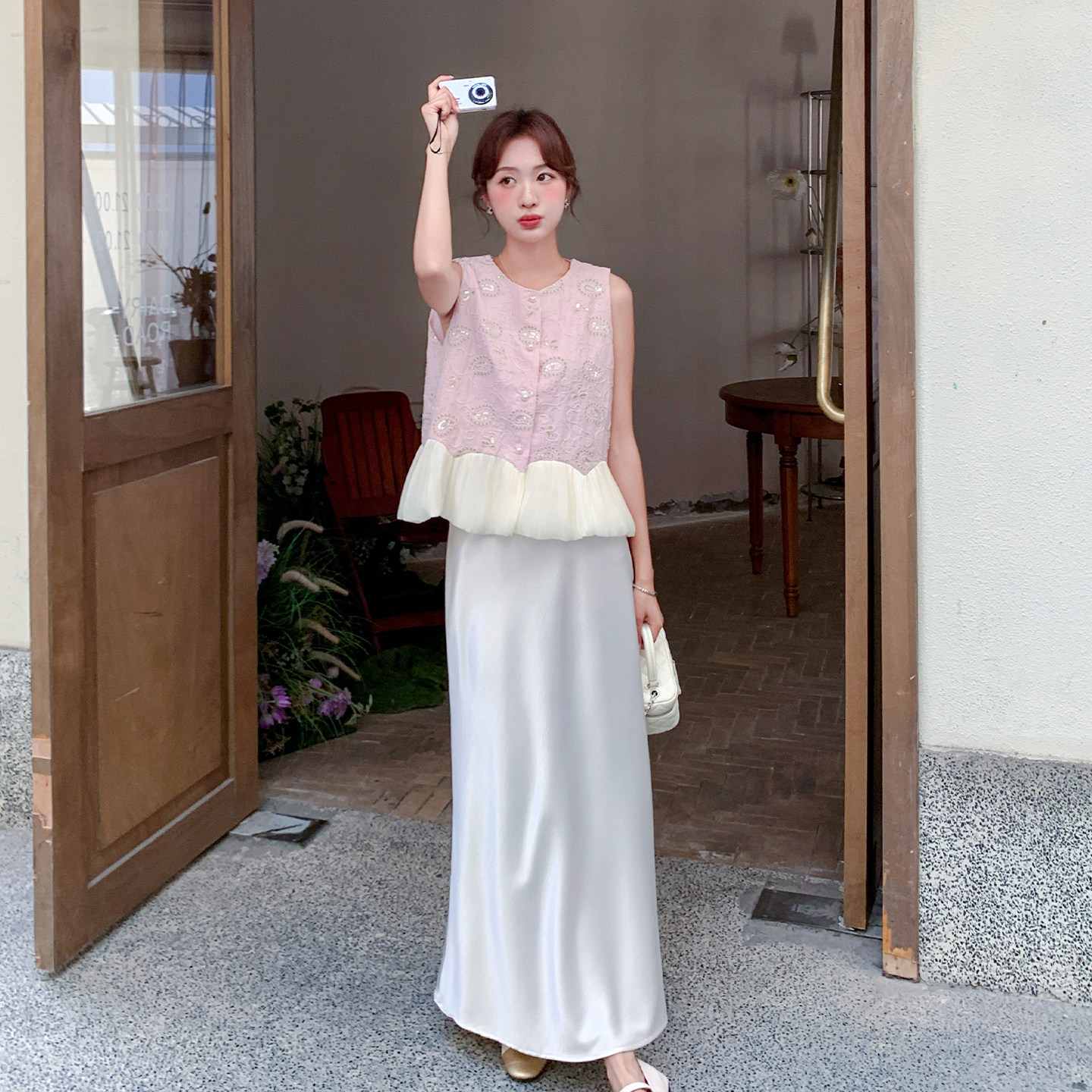 夏季国风刺绣无袖马甲女两件套