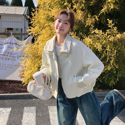 米色简约休闲外套女小个子穿搭2026春新款韩系时尚松弛感翻领上衣