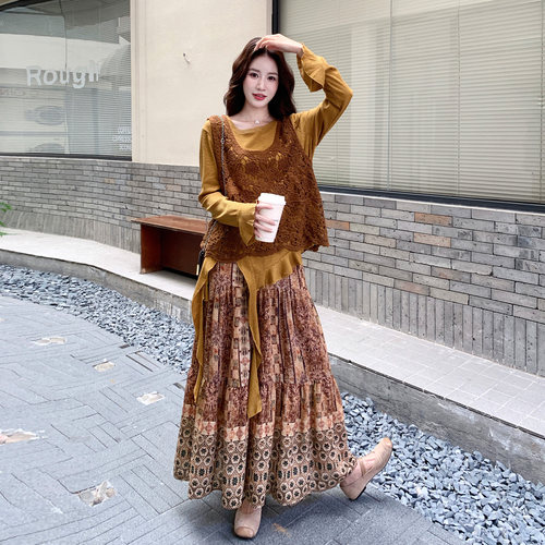 秋季轻熟风针织通勤减龄三件套女