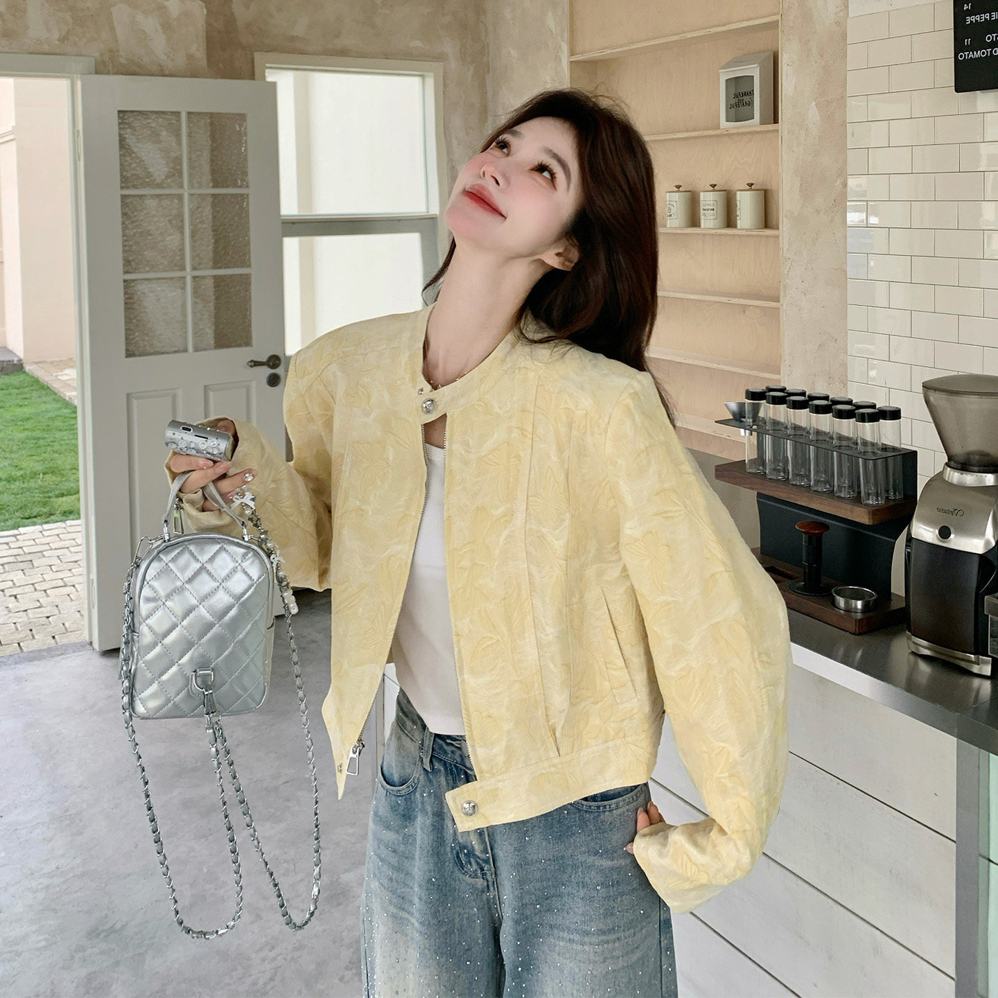 小个子黄色时髦时髦洋气刺绣夹克女2026春新款韩系高级感休闲外套