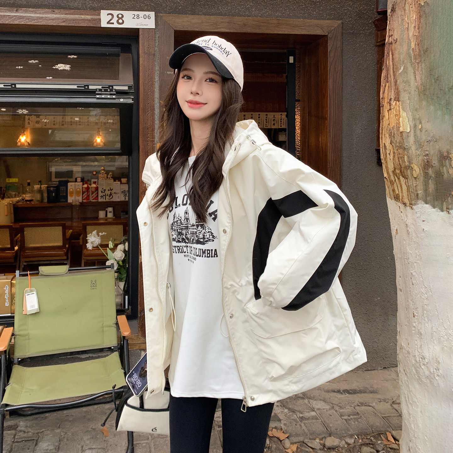 2026超火减龄外套女早春新款韩版独特设计感撞色连帽小个子上衣