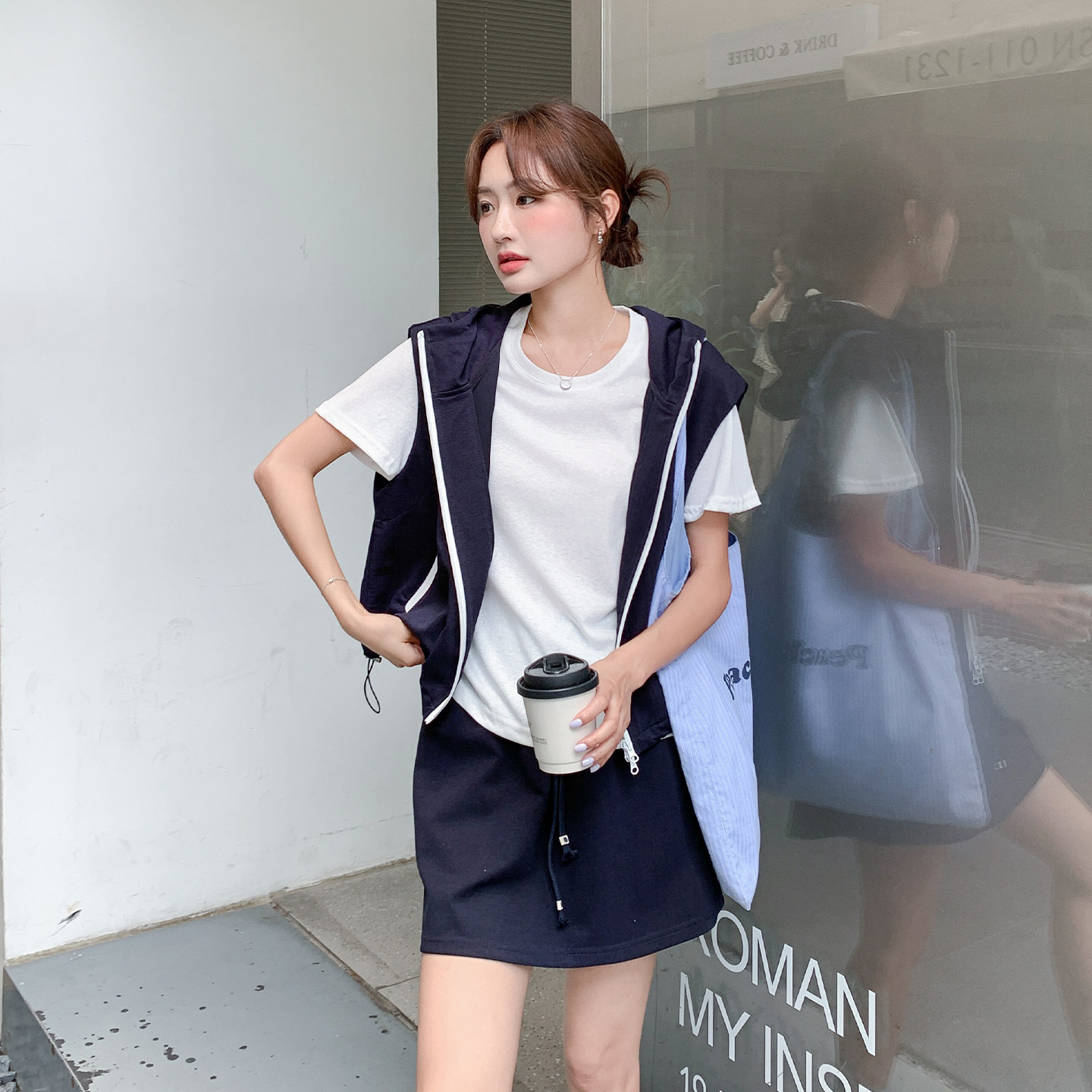 韩系撞色无袖马甲三件套女夏季